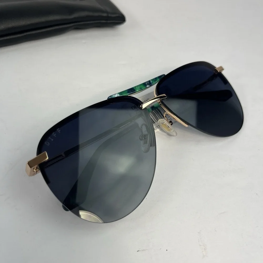 NEW DIFF Tahoe Unisex Sunglasses Gold Green Aviator Style DE01-0181-GDGGP